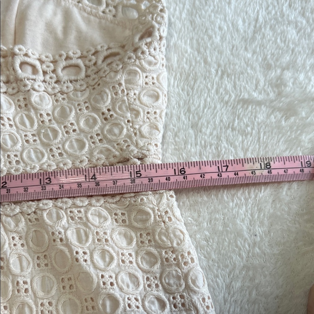 Ivory / Cream Embroidered Sleeveless Dress Knee Length Cocktail Wedding Size 12 - Picture 9 of 14